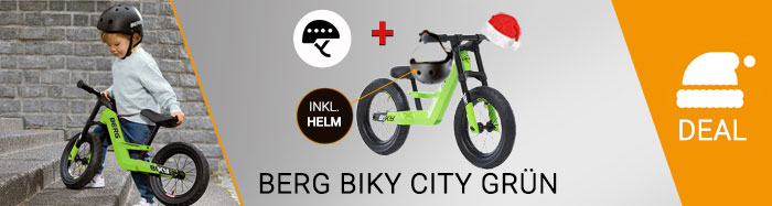 TOP ANGEBOT - BERG Biky City Grün mit Helm - spiel-preis.de - Laufrad zu Weihnachten
