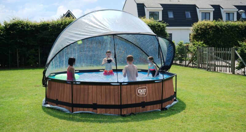 EXIT Swimming Pool Ø 360 x 76 cm grau inkl. Sonnendach und Kartuschenfilter - Top Preis bei spiel-preis.de