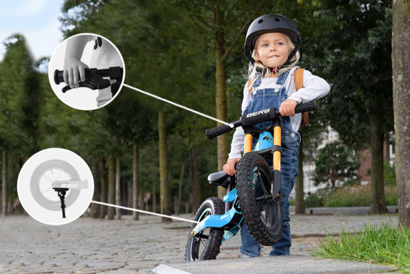 Mama und Felix machen den BERG Biky Test - unsere Wahl: BERG Laufrad Biky Cross blau 12" + Handbremse + Seitenstütze + GRATIS Licht bei spiel-preis.de