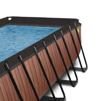 EXIT Swimming Pool rechteckig Premium 400 x 200 x 100 cm braun inkl. Sonnendach