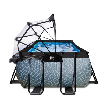 EXIT Swimming Pool rechteckig Premium 540 x 250 x 100 cm grau inkl. Sonnendach