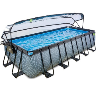 EXIT Swimming Pool rechteckig Premium 540 x 250 x 122 cm grau inkl. Sonnendach