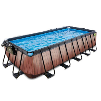 EXIT Swimming Pool rechteckig Premium 540 x 250 x 122 cm braun inkl. Sonnendach