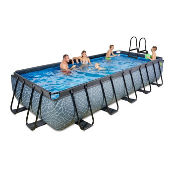 EXIT Swimming Pool rechteckig Premium 540 x 250 x 100 cm grau inkl. Sonnendach + Wärmepumpe