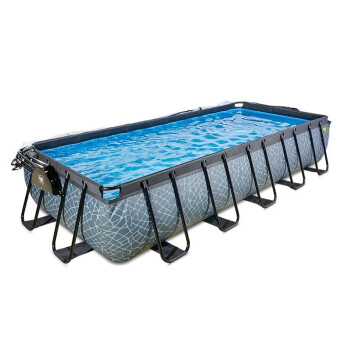 EXIT Swimming Pool rechteckig Premium 540 x 250 x 100 cm grau inkl. Sonnendach + Wärmepumpe