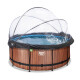 EXIT Swimming Pool Premium Ø 360 x 122 cm braun  inkl. Sonnendach + Wärmepumpe