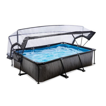 EXIT Swimming Pool rechteckig 300 x 200 x 65 cm anthrazit inkl. Sonnendach