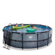 EXIT Swimming Pool Premium Ø 427 x 122 cm  grau inkl. Sonnendach + Wärmepumpe