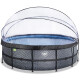 EXIT Swimming Pool Premium Ø 488 x 122 cm grau inkl. Sonnendach + Wärmepumpe