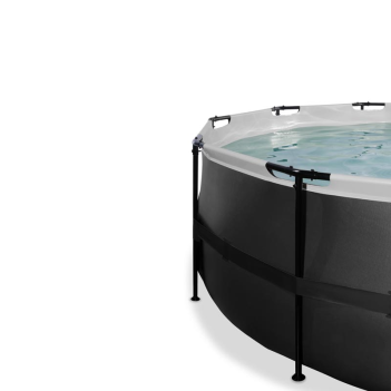 EXIT Swimming Pool Premium Ø 488 x 122 cm schwarz inkl. Sonnendach + Wärmepumpe