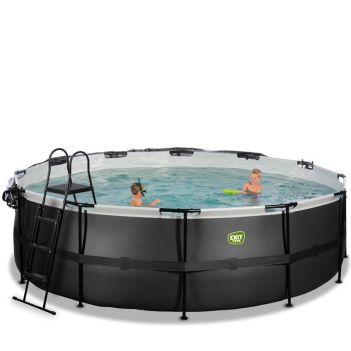 EXIT Swimming Pool Premium Ø 488 x 122 cm schwarz inkl. Sonnendach + Wärmepumpe
