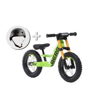 BERG Laufrad Biky Cross grün 12" + Helm + GRATIS Licht