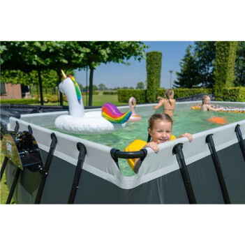 EXIT Swimming Pool rechteckig Premium 400 x 200 x 100 cm Schwarz inkl. Sonnendach