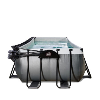 EXIT Swimming Pool rechteckig Premium 400 x 200 x 100 cm Schwarz inkl. Sonnendach + Wärmepumpe