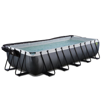 EXIT Swimming Pool rechteckig Premium 540 x 250 x 100 cm Schwarz inkl. Sonnendach + Wärmepumpe