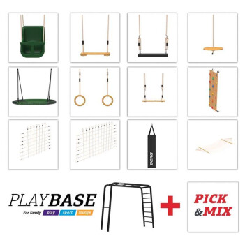 BERG Klettergerüst PlayBase M + Kletternetz + Boxsack