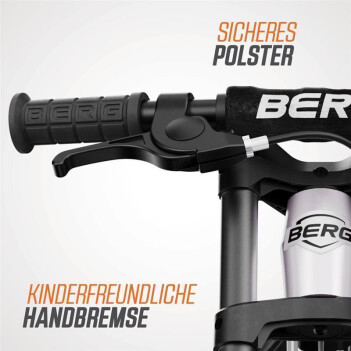 BERG Laufrad Biky Cross weiß 12" + Handbremse + Seitenstütze + GRATIS Licht