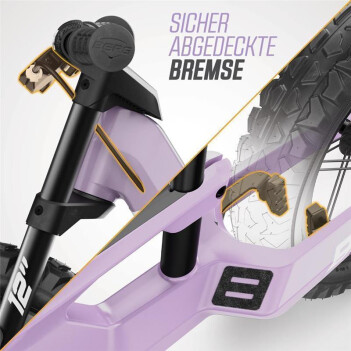 BERG Laufrad Biky Cross Purple lila 12" + Handbremse + Seitenstütze + GRATIS Licht