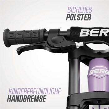 BERG Laufrad Biky Cross Purple lila 12" + Handbremse + Seitenstütze + GRATIS Licht